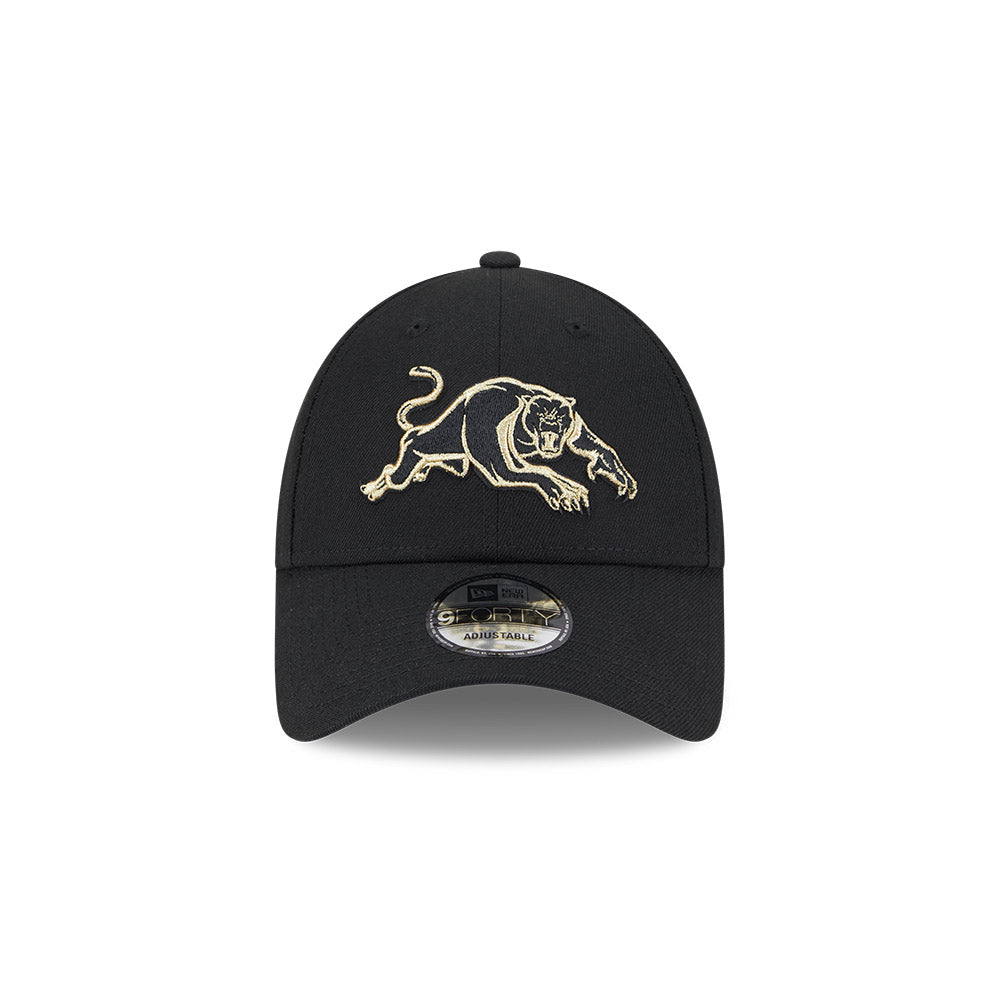 Penrith Panthers Hat - NRL 2025 Black Gold 9forty Snapback Cap - New Era